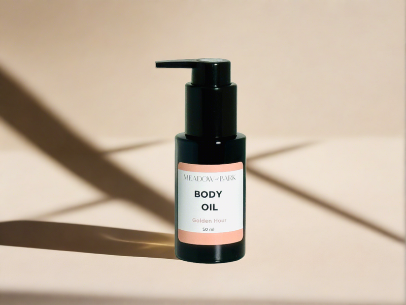 golden hour body oil with diamond mica